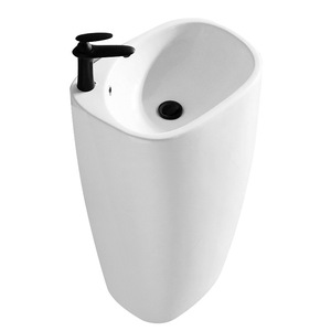 Ceramic Floor Standing Sink Vessel Basin Single Hole Faucet <b>Mount</b> Smooth Glaze Bathroom Sink - Product Image 5