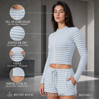 Veste de yoga rayée en polaire double face pour femme, nouvelle collection automne, col montant, coupe ajustée, vêtement de sport