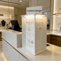 Support de présentation rotatif personnalisé en acrylique pour bijoux avec éclairage LED, présentoir de comptoir pour boucles d'oreilles pour magasin de détail