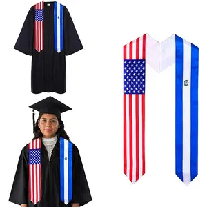 맞춤형 맞춤형 미국 엘 살바도르 과테말라 온두라스 니카라과 멕시코 혼합 깃발 졸업 스톨 새시