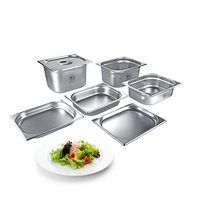 Baki GN 304 Stainless Steel 1/4 Berbagai Ukuran, Dapat Ditumpuk, untuk Dapur Restoran Komersial