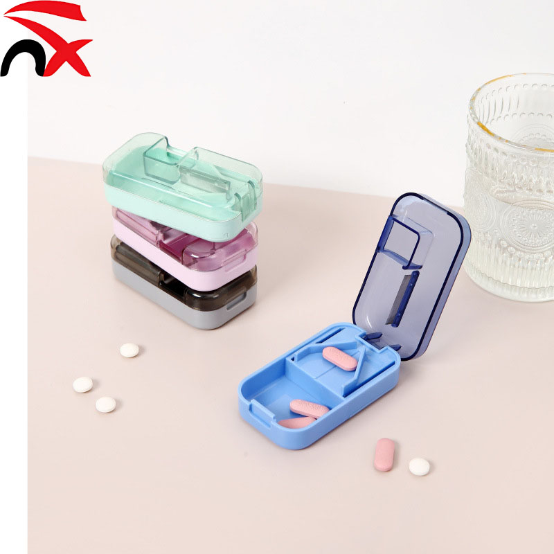 Wholesale Hot Portable Mini Medicine Box Travel a Week Multi Functional Push-pull Storage Pill Box for Cutting Pills