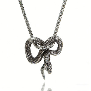 Yunnique – collier avec pendentif serpent en acier inoxydable, design animal géométrique, bijoux unisexes à la mode - Product Image 5