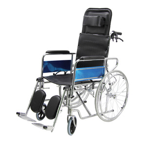 Fauteuil roulant manuel entièrement inclinable, pliable et léger, avec fonction toilette, pour personnes âgées et handicapées - Product Image 1