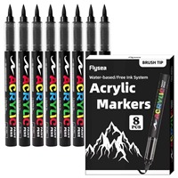 8 Marqueurs Pinceaux Acryliques Noirs et Blancs à Base d'Eau, Stylos Peinture Sans Réservoir d'Encre pour Art DIY sur Roche, Bois, Verre, Toile