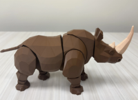 Figurines de rhinocéros créatives en PLA imprimées en 3D, ornements animaux décoratifs à articulations mobiles, jouets en verre effet givré