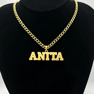 Collana con Nome Personalizzato e Catena Cubana, Ciondolo con Lettera in Acciaio Inossidabile Placcato Oro 18K, Gioiello alla Moda, Regalo <span class=keywords><strong>per</strong></span> Ragazze - Product Image 5