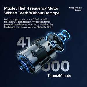 Электрическая зубная щетка для взрослых с ультразвуковой вибрацией, 41000 вибраций в минуту, мягкая щетина, беспроводная зарядка, 30 дней автономной работы, IPX7 - Product Image 3