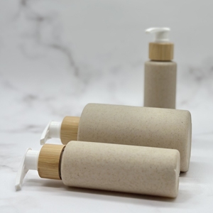 Bouteille de lotion de shampooing de bain en bambou écologique emballage à pompe à usage domestique biodégradable et <span class=keywords><strong>paille</strong></span> de blé pour masques cosmétiques - Product Image 4