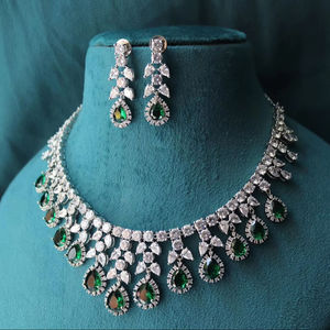 Tear Drop Moissanite 925 Silver <b>Necklace</b> Earring Set Multi Shape Royal <b>Statement</b> Bridal Wedding Jewelry Elegant Design Style - Product Image 4