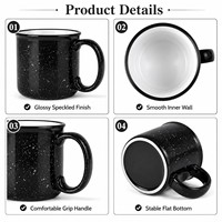 Mug de camping vintage personnalisé classique de 420 ml (15 oz) en grès moucheté, mug à café en céramique gravé personnalisé, cadeau pour le feu de camp