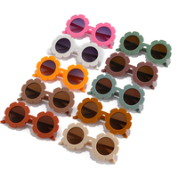 Lunettes de soleil rondes pour enfants, lunettes de fête pour enfants, lunettes de soleil colorées mignonnes pour bébés, fleurs pour filles