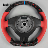 Volant de voiture en cuir perforé rouge personnalisé, en fibre de carbone forgé, style sport, pour BMW Série 3 E46