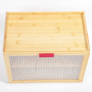 กล่องขนมปังไม้ไผ่สองชั้น บิเชง ขนาด 41.5x32x26 ซม. พร้อมหน้าต่างใสสำหรับจัดเก็บในครัว - Product Image 4