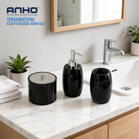 Marbre noir poli fini ABS S/s 201 #   Ensemble de salle de bain 3 pièces avec base stable – Lots de toilettes pour la maison en gros