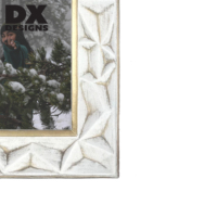 DX Designs - Marco de Fotos de Madera Tallada Blanca Envejecida de 4x6, 5x7, 8x10 Pulgadas, con Borde Dorado, Marco de Fotos Decorativo Vintage para Mesa