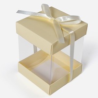 Offre Spéciale Mini Boîte Cadeau Carrée Transparente, Petite Boîte à Gâteaux Claire avec Nœud Papillon