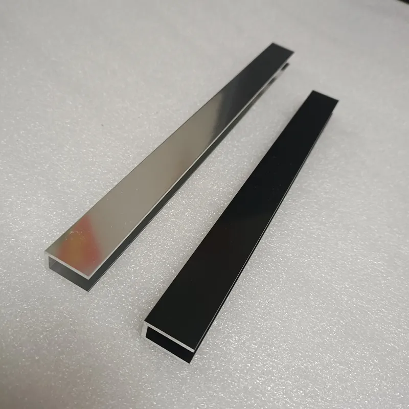 Perfil de Canal U de canal C de aluminio brillante personalizado para vidrio de ducha de 8mm 10mm 12mm