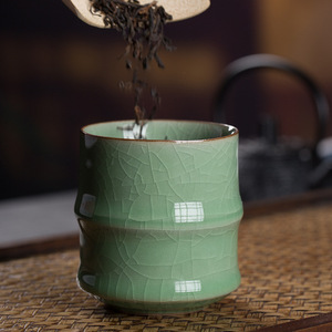 Longquan Ceying Taza de agua de cerámica <span class=keywords><strong>Celadon</strong></span> Tazas de seis colores Juego de piezas abiertas Tazas de té Kung Fu Ru Kiln Master - Product Image 3