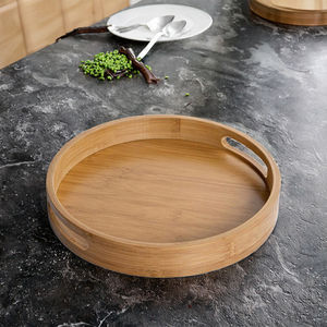 Plateau individuel en bambou avec poignée, finition laquée, multifonctionnel, pour cuisine, salle de bain, rangement de bijoux, vaisselle, Shaad - Product Image 3