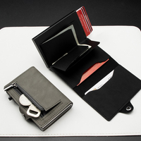 Dompet Pria Aluminium Metal Slim Minimalis Carteras Billeteras Para Hombre Slim Zipper Coin Pocket Automatic Pop up Wallet
