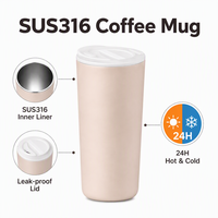 Mug isotherme OEM ODM 380 ml en acier inoxydable 316, double paroi sous vide, couvercle rabattable anti-poussière, couleur personnalisée disponible