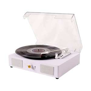 Tocadiscos de Escritorio Moderno con Cubierta Antipolvo Transparente, Radio FM USB, Conexión BT, Sistema de Música de 3 Velocidades para Sala de Estar y Dormitorio - Product Image 4