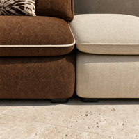 Ensemble de canapés avec ottoman en tissu marron, fauteuil d'appoint imprimé zèbre, mobilier modulaire combinable, approvisionnement en gros pour l'importation