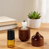 Botol Roller Minyak Esensial Kaca dengan Tutup Kayu Aromaterapi dan Serum Perawatan Kulit Botol Roller Ideal untuk Rumah Kantor Perjalanan
