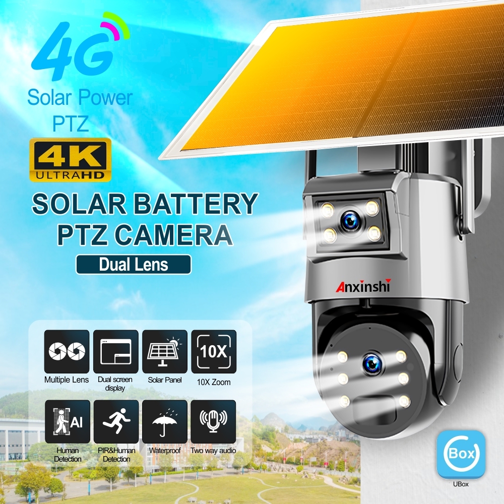 UBox 6pcs 18650 Batteries Solar PTZ4G Camera AI Human Tracking+PIR Human Detection Waterproof Indoor Outdoor Use Solar 4G Camera · image 3