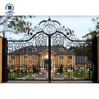 Puerta de Entrada para Granja o Rancho, Puerta de Hierro Reforzada, Puerta de Hierro Forjado de Doble Capa de Seguridad, Puerta Rústica de Hierro Forjado para Entrada de Campo