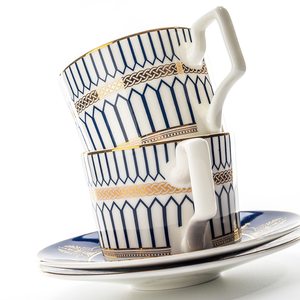 Vajilla de Porcelana Fina Azul y Dorada de Alta Calidad, 48 Piezas, Apta para Microondas, para Decoración del Hogar - Product Image 4