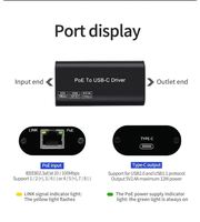 Nouvelle conception POE vers USB-C ou type-c adaptateur standard IEEE802.3Af/At convertisseur 10/100Mbps sortie de puissance du pilote avec Ethernet 5V 2.4A
