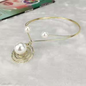 Charms Designer Big Simulated Pearl <strong>Gold</strong> Trendy Necklace Unisex <strong>Metal</strong> Torques Choker Statement Beads Pendant Jewelry Bib <strong>Collar</strong> - Product Image 5