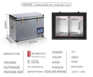 Refrigerador de coche de acero inoxidable de 115L de gran capacidad Refrigerador alimentado por CA de CC para acampar - Product Image 6