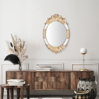 Échantillons gratuits grand décor de haute qualité bricolage carreaux de miroir décoratifs ovales européen antique mural panneau d'art miroir pour la maison