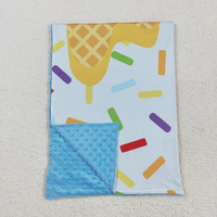 Manta de primavera/verano con estampado de seda/algodón para recién nacido Drip Blue Baby, 29x43 pulgadas