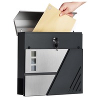 Boîte aux lettres murale vintage en acier inoxydable avec porte-journaux, rangement pour courrier, installation facile, revêtement en poudre imperméable, pour extérieur