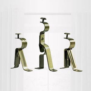 Supports de <span class=keywords><strong>tringle</strong></span> à rideaux en métal bronze antique modernes, supports fixes doubles à <span class=keywords><strong>fixation</strong></span> murale pour kit de quincaillerie de décoration intérieure - Product Image 3