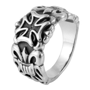 Yunnique – bague en acier inoxydable en forme de croix pour hommes, style Punk Rock, accents dorés, bijoux, cadeau - Product Image 5