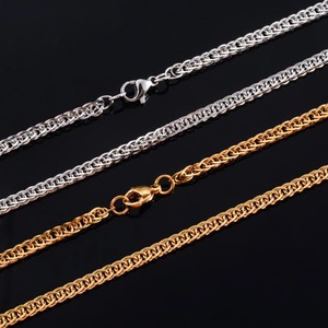 Collier long en acier inoxydable à maillons tressés chic pour femmes et hommes, collier ras du cou, accessoires de bijoux, couleur argent/or - Product Image 2