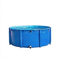 Bassin en toile renforcé de PVC pour poissons, piscine ronde pliable d'extérieur pour stockage d'eau et aquaculture avec support 470L/600L/780L