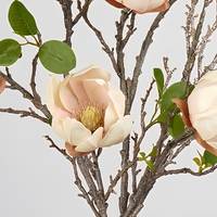Branche de fleur artificielle de magnolia tactile, texture bois éclose, pour décoration de mariage, maison et événements