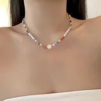 Collier ras du cou coréen fait main pour femme, motif marguerite douce et charmante, perles d'imitation, chaîne de cou perlée, bijoux de fête, cadeaux