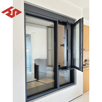 Fenêtre à double vitrage à ouverture basculante et à rotation facile à installer avec cadre en aluminium, persienne thermique coupe-vent, charnière
