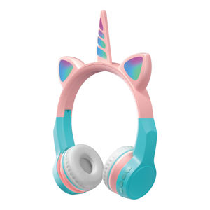 Venta al por mayor <span class=keywords><strong>de</strong></span> fábrica Unicorn Gaming Auriculares inalámbricos para niños Orejas <span class=keywords><strong>de</strong></span> gato Lindo colorido Música Estéreo Auriculares Niñas Luz LED - Product Image 2