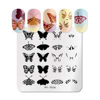 Plaque à ongles en acier inoxydable avec motif de fleur papillon, modèle de transfert, pochoir d'impression, Image, outil