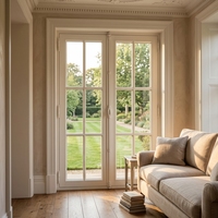 Ventanas Francesas Modernas de Aluminio con Doble Acristalamiento Templado y Aislamiento Térmico para Sala de Estar y Uso Exterior