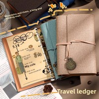 Carnet rétro multifonctionnel à reliure rigide en similicuir, format A6, 80 feuilles, bloc-notes à feuilles mobiles, personnalisable, portable