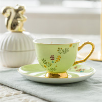 Tasse à café et soucoupes pour banquet, en céramique, en porcelaine, bon marché, artistique, vintage, à motif floral, vente en gros
